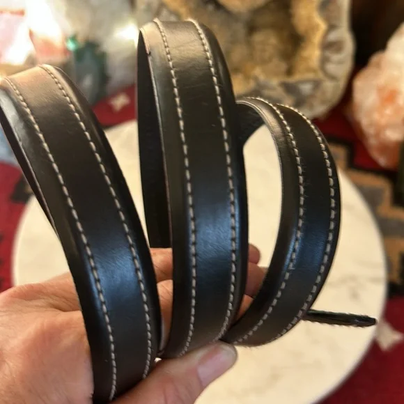 Men's Black Leather Belt NWOT - Picture 3 of 8